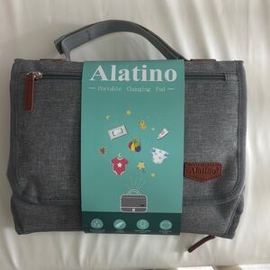 Alatino Portable Waterproof Diaper Changing Pad, Gray, with Baby Wipes Pocket
